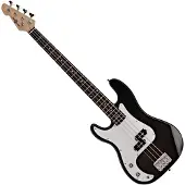 Gear4Music LA-Linkshänder-Bassgitarre von Schwarz