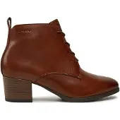 Tamaris Damen Stiefelette Leder Blockabsatz Schnürung 1-25131-43, Größe:40 EU, Farbe:Braun