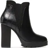 Refresh für Damen. 17092601-NEGRO Schwarze strukturierte Stiefelette -Höhe Absatz 9cm (40), 8 bis 10 cm, Reißverschluss, Lässig, Kunstleder