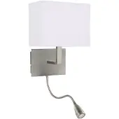 Searchlight Wandlampe 6519, alu / grau / zink, für Wohn- / Esszimmer, Textil / Stoff / Seide, Modern, LED Wandleuchte, Wandlampe Innen