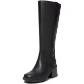 Timberland für Damen. TB0A43M8W021 Bellevaux hohe Stiefel aus schwarzem Leder (42 W), Wohnung, Reißverschluss, Lässig