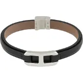 BOSS Mehrlagiges Lederarmband mit silberfarbenem Marken-Glied Grösse M