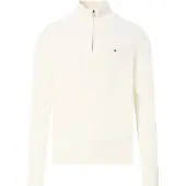 Tommy Hilfiger Herren Pullover & Cardigans Pima Org Ctn Cashmere Zip Mock - Ecru - Größe L