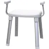 Bischof Dusch- und Badhocker "Splash 2.0", weiß (weiß, silberfarben), B:44cm H:70cm T:46cm, Duschhocker, Dusch- und Badhocker, rutschfester Stand, TÜV/GS geprüft, mit Armlehnen