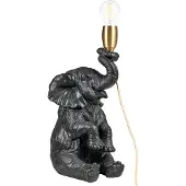 Beliani Tischlampe Schwarz Kunstharz 37 cm Hoch 1-Flammig Glühbirnen-Optik Tiermotiv Elefant Langes Kabel mit Schalter Glam Nachttischlampe Leselampe