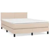 vidaXL Boxspringbett Matratze Cappuccino-Braun 140x200cm Kunstleder