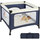 TecTake Baby Laufstall, stabil und kompakt faltbar, mit atmungsaktivem Mesh-Gewebe, 105 x 105 x 78 cm