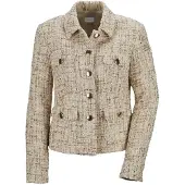 MADELEINE Jerseyblazer "Blazer Glanzvoller Kurzblazer", Damen, Gr. 36, beige (beige, goldfarben), Obermaterial: 75% Polyester PES. 20% Wolle WO. 5% Polyacryl PAN., Modern, normal, Blazer Jerseyblazer