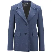 MADELEINE Longblazer "Blazer Longblazer mit Struktur", Damen, Gr. 34, blau (stahlblau), Obermaterial: 70% Baumwolle CO. 25% Polyester PES. 5% sonstige Fasern AF., Modern, normal, Blazer Longblazer