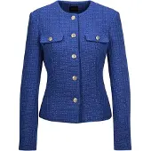 MADELEINE Eleganter Kurzblazer ohne Kragen in royalblau | Gr.: 46