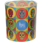 Magic Lights Skull Candle In Glass 7.5 Cm Mehrfarbig