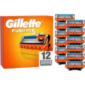 Gillette - Fusion5 Herren-Rasierklingen - Orange/Schwarz - 12 Stück