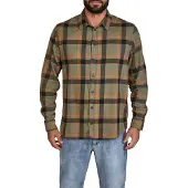 DENIMFY Flanellhemd Herren langarm Kariert Regular Fit DFDean Regular Fit Grün-Schwarz-Argan Oil Braun 4XL