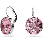 Swarovski Bella Earrings Round cut Pink Rhodium topcoat One Size Crystals rhodiumplated glass