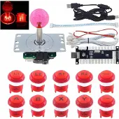 Noname LED backlit arcade buttons and joystick kit - RED