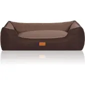Knuffelwuff Hundebett Luke aus Velours mit feiner Handwebstruktur M-L 85 x 63 cm braun-kartoffelfarben