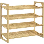 HOMCOM Schuhregal-76L x 33B x 67H cm-Naturholz | Gr.: onesize