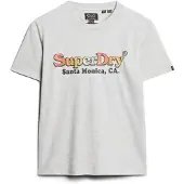 Superdry für Damen. W1011487A T-Shirt mit grauem Regenbogen-Logo (XS), Lässig, Baumwolle, Kurzarm