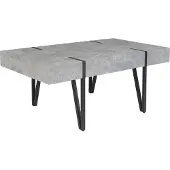 Beliani Couchtisch Grau Schwarz 60 x 100 cm MDF Platte Metall Pulverbeschichtet Große Tischplatte Betonoptik Spitzen Beine Rechteckig Industriell