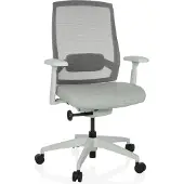 Hjh OFFICE Profi Bürostuhl COLORE Ergonomischer Schreibtischstuhl mit Armlehnen (höhenverstellbar) Stoff / Netzstoff Frostgrau Drehstuhl für Büro, Zuhause
