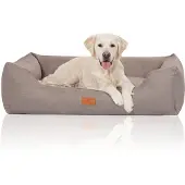 Knuffelwuff Hundebett Lotte aus Velours mit feinem Handwebcharakter XL 105 x 75cm Lichtgrau