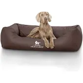 Knuffelwuff Hundebett Milan aus laser-gestepptem Kunstleder XXL 120 x 85cm Braun