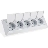 Chilitec 5-fach Steckdosenblock weiß 250V/ 16A Aufbaumontage mit Klappen