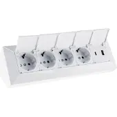 Chilitec 4-fach Steckdosenblock USB-A+C weiß 250V/ 16A USB 3,1A PD mit Klappen