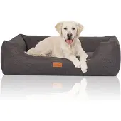 Knuffelwuff Hundebett Lotte aus Velours mit feinem Handwebcharakter XL 105 x 75cm Grau