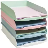 Exacompta Briefablagen Set Combo AutentiK, 4-tlg A4+, bis 500 Blatt je Ablage, Etikettenhalter, stapelbar, 25 Jahre