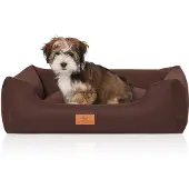 Knuffelwuff Hundebett Lotte aus Velours mit feinem Handwebcharakter M-L 85 x 63cm Braun