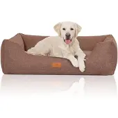 Knuffelwuff Hundebett Lotte aus Velours mit feinem Handwebcharakter XXL 120 x 85cm Lichtbraun