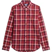 Superdry für Herren. M4010737A Bio-Baumwollhemd aus rot karierter Vintage-Baumwolle (S), Lässig, Langarm, Bio-Baumwolle, Nachhaltig