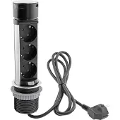 Chilitec Schreibtisch-Einbausteckdose rund Mini versenkbar Edelstahl 2x Steckd,USB A+C