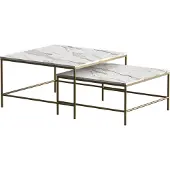 Vicco Couchtisch-Set Ramio Weiß/Gold 80 x 80 cm 2 Teile, Model 56193