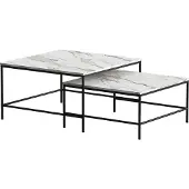 Vicco Couchtisch-Set Ramio Weiß/Schwarz 80 x 80 cm 2 Teile, Model 56192
