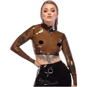 Late X Latex X durchsichtiges Latex-Oberteil (transparent-schwarz) - M