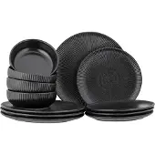 Bloomingville Neri Geschirr schwarz 12-teiliges Set