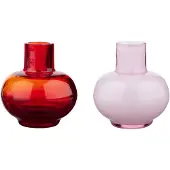 Marimekko - Mini Vase Ø 5,5 x H 6 cm, rubinrot / pink (2er-Set)