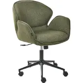 Beliani Bürostuhl Polyester Grün mit schwarzem Metallgestell gepolstert Drehfunktion höhenverstellbare Büromöbel