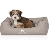 Knuffelwuff Hundebett Scottsdale aus Kunstleder M-L 85 x 63cm Hellgrau