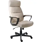 Beliani Chefsessel beige Kunstleder drehbar höhenverstellbar mit Armlehnen für Homeoffice und Arbeitszimmer traditionelles Design