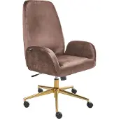 Beliani Bürostuhl Braun Samt Höhenverstellbar Drehbar Bremsbare Rollen mit Armlehnen Wippfunktion Modern Drehstuhl Büro Arbeitszimmer Homeoffice
