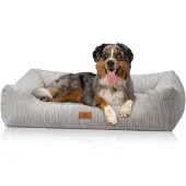 Knuffelwuff Hundebett aus Cord mit Handwebcharakter Olivia in hellgrau XL