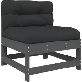 vidaXL Mittelsofa mit Kissen Grau Massivholz Kiefer