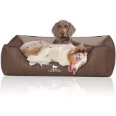 Knuffelwuff orthopädisches Hundebett Outlander aus lasergequiltetem Kunstleder XL 105 x 75 cm braun/grau
