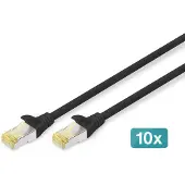 Digitus CAT 6A S/FTP Patchkabel, 10 Stück, 2 m, Cat6a, S/FTP (S-STP), RJ-45, RJ-45, Schwarz