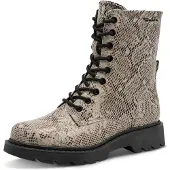 Tamaris Schnürstiefelette , Damen, Gr. 36, wärmend, beige (beige snake), Textil, Reptilienprägung, Schuhe Schnürstiefelette, Blockabsatz, Schnürboots mit trendiger Prägung