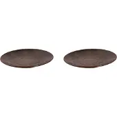 Palmer 2 x Victory Teller flach, Steinzeug, Ø 21 cm, lebendig warmes beruhigendes Braun, glänzende, handwerkliche Optik
