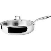 Ibili Triply Natural Bratpfanne mit Deckel, Edelstahl/Aluminium, 24 cm, Silber
